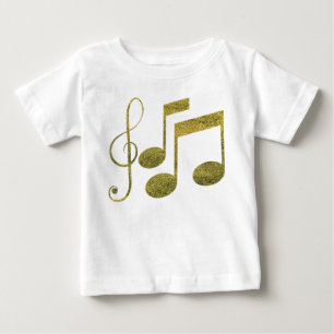 Camiseta De Bebé Notas de Música Doradas