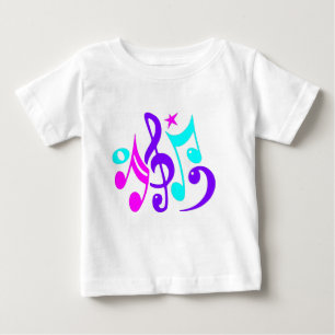 Camiseta De Bebé Notas musicales coloridas