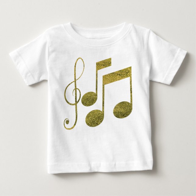 Camiseta De Bebé Notas musicales doradas (Anverso)