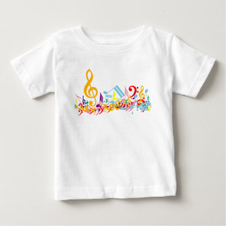 Camiseta De Bebé Notas musicales embarulladas coloridas