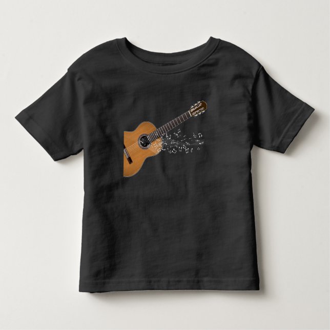 Camiseta De Bebé Notas musicales gráficas de guitarra acústica vint (Anverso)