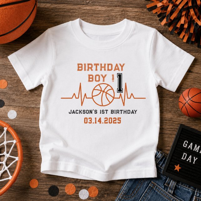 Camiseta De Bebé Novato del Año 1er Cumpleaños Baloncesto  (Rookie of the Year 1st Birthday Basketball Baby T-Shirt)