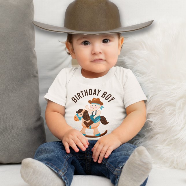 Camiseta De Bebé Novio Occidental Rocking Horse Boy Cumpleaños (Subido por el creador)