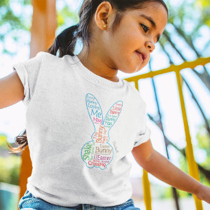 Camiseta De Bebé Nube gráfica de Word de conejo de Pascua con nombr