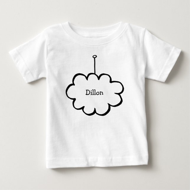 Camiseta De Bebé Nube Personalizada en una Cuerda (Anverso)