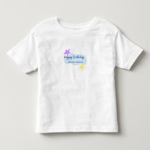 Camiseta De Bebé Nubes azul pastel estrellas púrpura feliz cumpleañ