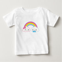 Nubes de Kawaii con arcoiris