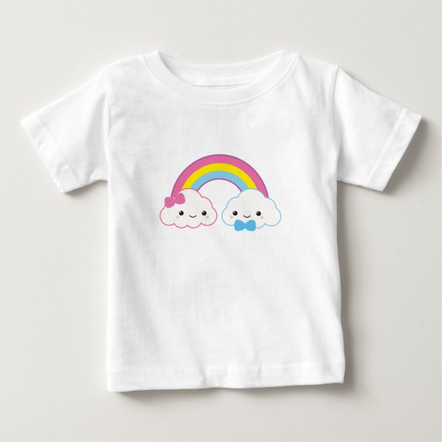 Camiseta De Bebé Nubes de Kawaii con arcoiris (Anverso)