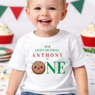 Camiseta De Bebé Nuestra pequeña albóndiga cumple 1 año 