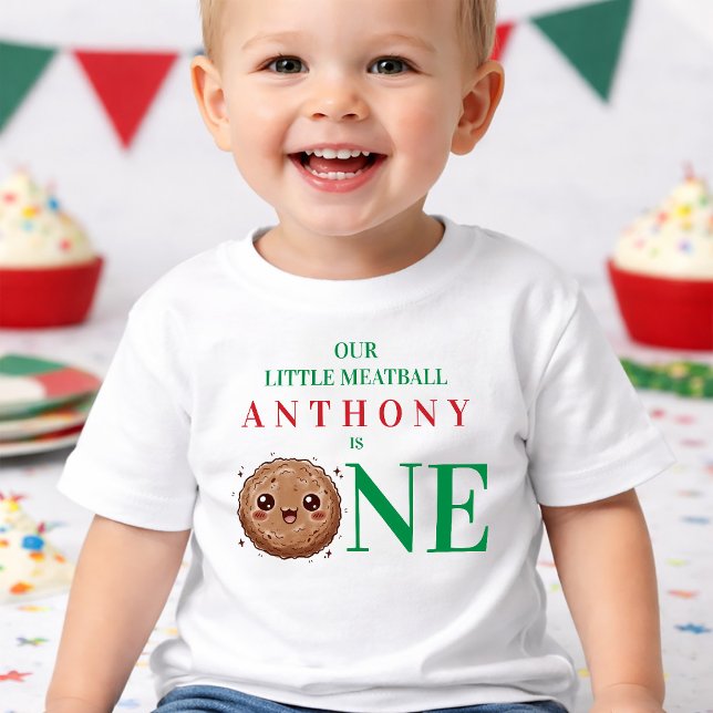 Camiseta De Bebé Nuestra pequeña albóndiga cumple 1 año  (Our Little Meatball is Two 2nd Birthday Toddler T-shirt)