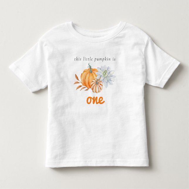 Camiseta De Bebé Nuestra pequeña calabaza cumple 1 año Floral acuar (Anverso)