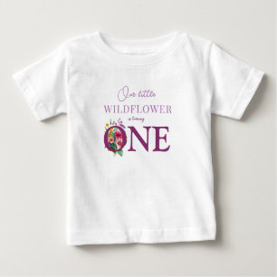 Camiseta De Bebé Nuestra Pequeña Flor Silvestre cumple 1 año floral