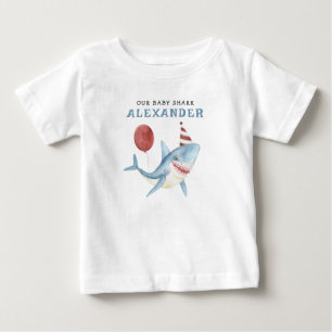 Camiseta De Bebé Nuestro bebé tiburón primer cumpleaños bajo el mar