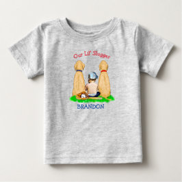 Camiseta De Bebé Nuestro Pequeño Bateador Personalizado Tema de Béi
