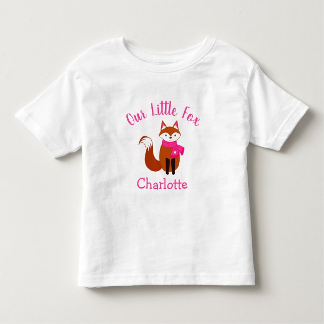 Camiseta De Bebé Nuestro pequeño bebé rosado de Fox Cute Personaliz (Anverso)