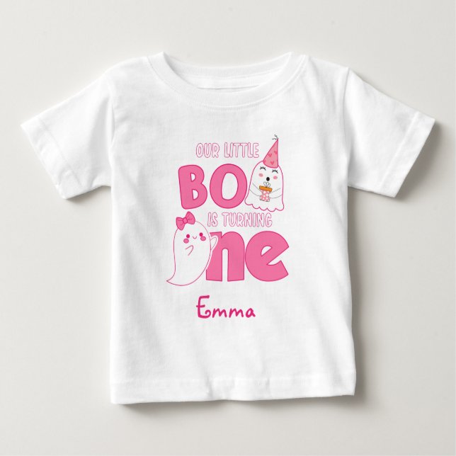 Camiseta De Bebé Nuestro Pequeño Boo Se Convierte En Uno, Primer Cu (Anverso)