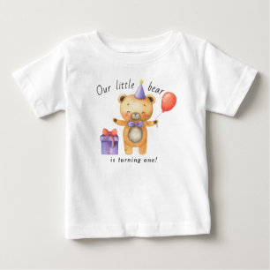 Camiseta De Bebé Nuestro pequeño oso cumple un año Fiesta de cumple