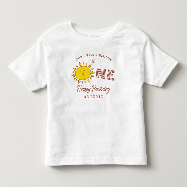 Camiseta De Bebé Nuestro pequeño sol es la primera fiesta de cumple (Anverso)
