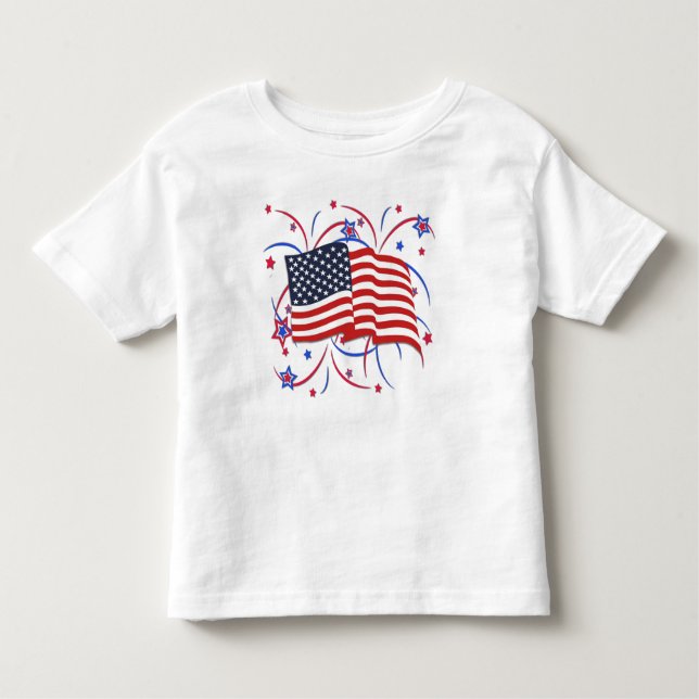 Camiseta De Bebé Nueva bandera estadounidense y fuegos artificiales (Anverso)