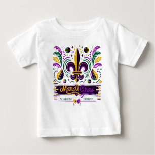 Camiseta De Bebé Nueva Orleans Mardi Gras color verde púrpura