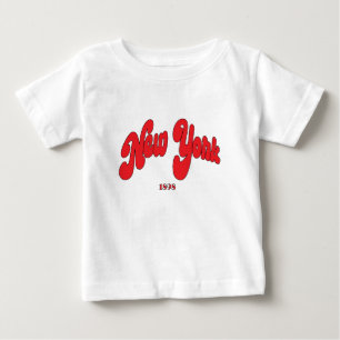Camiseta De Bebé Nueva York 1898 Logotipo Rojo Tipografía Blanca