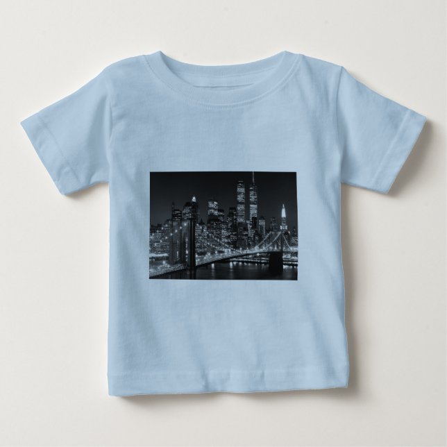Camiseta De Bebé Nueva York en blanco y negro (Anverso)