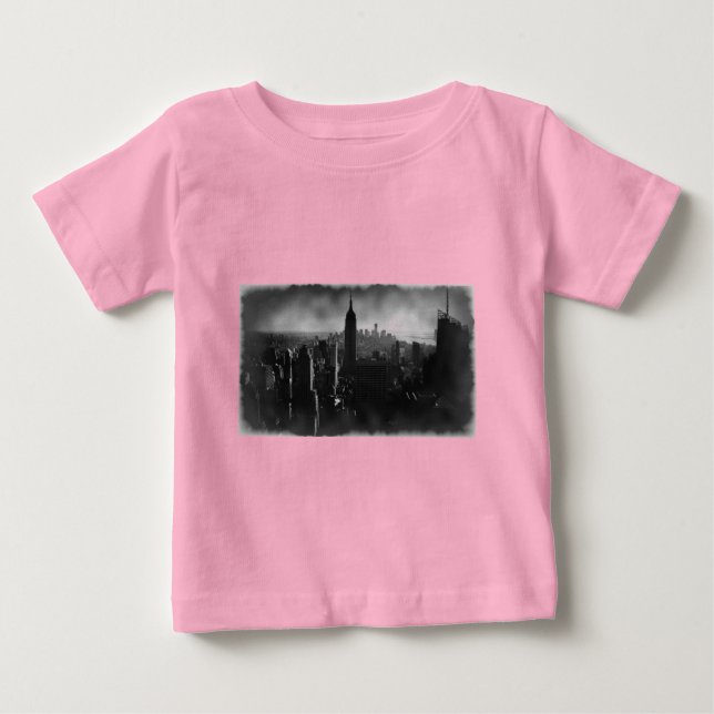 Camiseta De Bebé Nueva York en blanco y negro (Anverso)