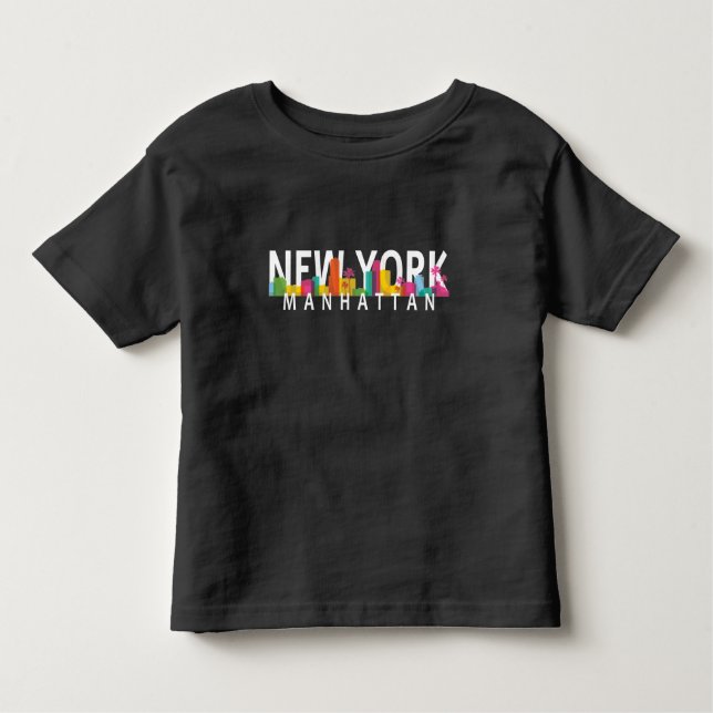 Camiseta De Bebé Nueva York Manhattan con palmeras (Anverso)