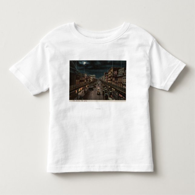 Camiseta De Bebé Nueva York, NY - el frondoso - escena de la noche (Anverso)