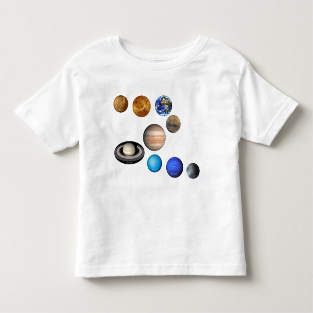 Camiseta De Bebé Nueve planetas en el sistema solar. Mercurio, Venu (Anverso)