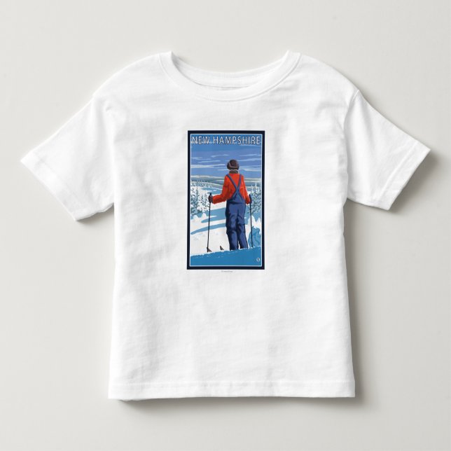 Camiseta De Bebé Nuevo HampshireSkier que admira la visión (Anverso)
