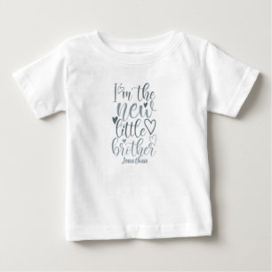 Camiseta De Bebé Nuevo Hermano Azul Personalizado