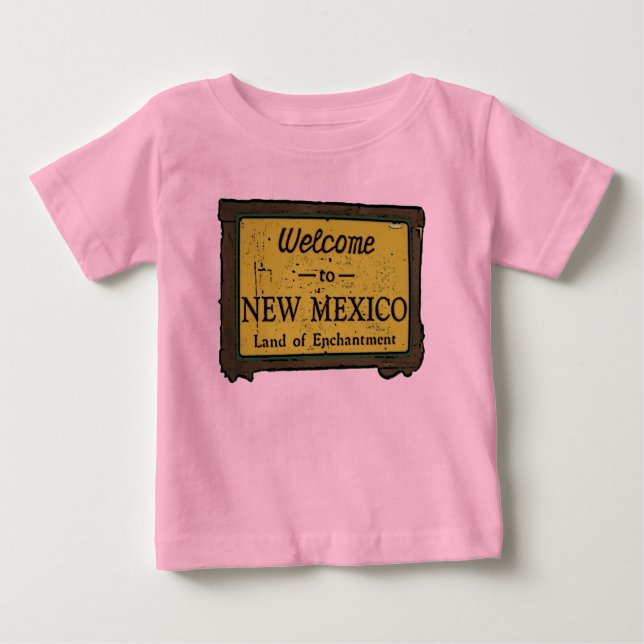 Camiseta De Bebé Nuevo México recibe bebés con signos de bienvenida (Anverso)