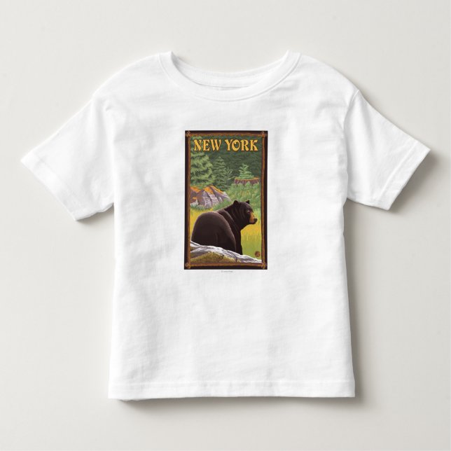 Camiseta De Bebé Nuevo oso de YorkBlack en bosque (Anverso)