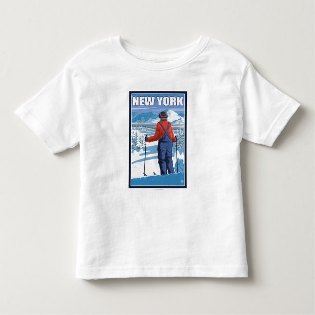 Camiseta De Bebé Nuevo YorkSkier que admira la visión (Anverso)