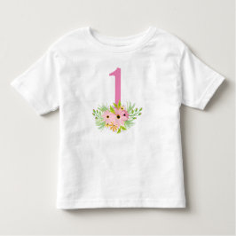 Camiseta De Bebé Número 1 con flores