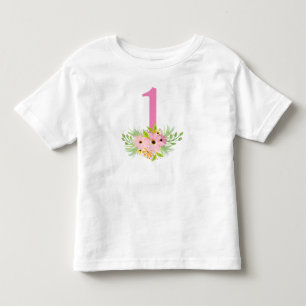 Camiseta De Bebé Número 1 con Flores