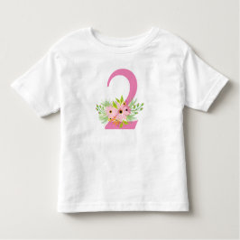 Camiseta De Bebé Número 2 con flores
