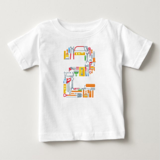 Camiseta De Bebé Número 2 Herramientas de construcción 2 años (Anverso)