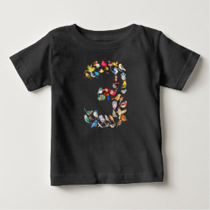 Camiseta De Bebé Número 3 Aves Tema 3 Niño de 3 años