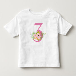 Camiseta De Bebé Número 3 con flores
