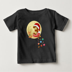 Camiseta De Bebé Número 3 Navidades de Santa Sleigh de 3 años
