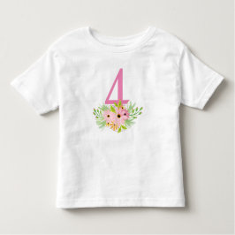 Camiseta De Bebé Número 4 con flores