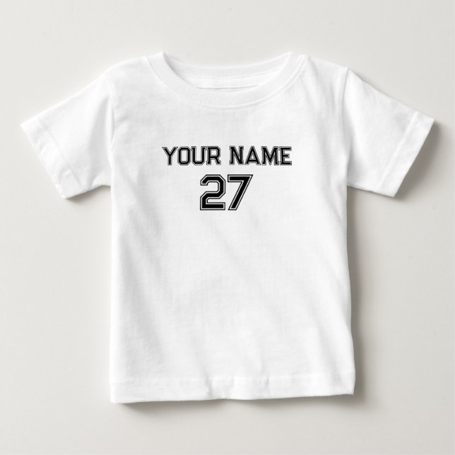 Camiseta De Bebé Número de nombre personalizado hacia atrás (Anverso)
