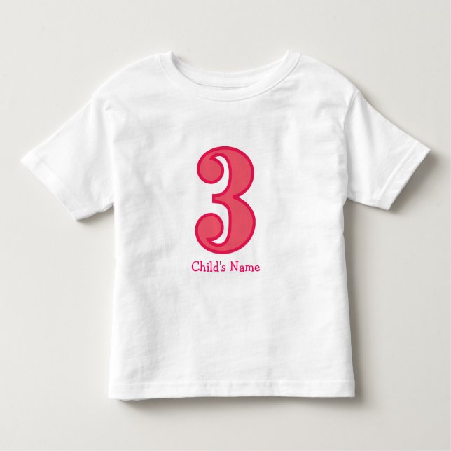 Camiseta De Bebé número tres chicas, nombre del niño (Anverso)