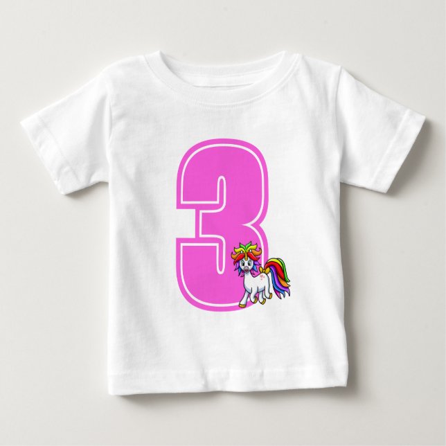 Camiseta de bebé número unicornio personalizado (Anverso)