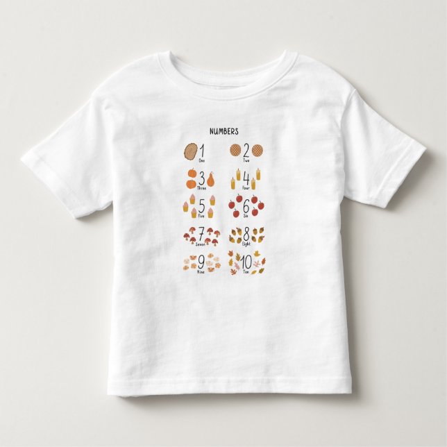 Camiseta De Bebé Números 1 a 10 en educación estética otoño (Anverso)