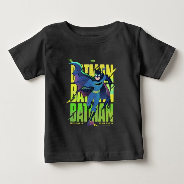 Camiseta De Bebé Nunca renuncies al gráfico de ejecución de Batman (Anverso)