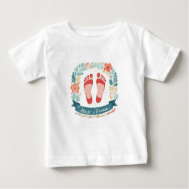 Camiseta De Bebé Nurse Mamma with Baby Footprints and Floral Frame
