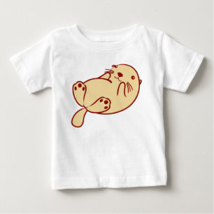 Camiseta De Bebé Nutria de mar de Kawaii Brown
